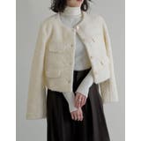 [入卒式 セレモニー]ボアリボン金釦ノーカラーツイードジャケット | Re:EDIT | 詳細画像5 