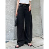 ブラック(501) | ウォッシュ加工コットンツイルバレルレッグパンツ | Re:EDIT