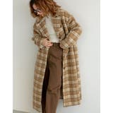 チェックブラウン(905) | 起毛チェック柄ロングチェスターコート | Re:EDIT