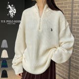ワンポイント刺繍ハーフジップニットトップス | Re:EDIT | 詳細画像1