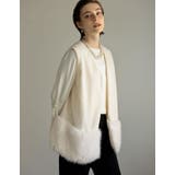 ホワイト(503) | シャギーメルトン裾フェイクファーベスト | Re:EDIT