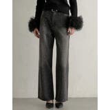 ストーンブラック(533) | ラインストーンorパールコットンデニムバギーパンツ | Re:EDIT