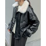 ブラック(501) | 2WAYヴィンテージライクファー付フェイクレザージャケット | Re:EDIT