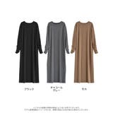 [低身長/高身長サイズ有]裏微起毛リブカットソー袖ギャザーワンピース | Re:EDIT | 詳細画像17 