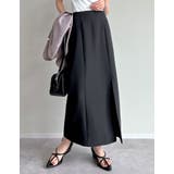 ブラック(501) | [低身長/高身長サイズ有]カットツイルサイドスリットスカート | Re:EDIT