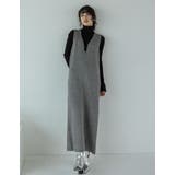 ミックスブラック(101) | [低身長サイズ有]ミラノリブ変形キーネックＩラインニットワンピース | Re:EDIT
