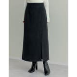 ブラック(501) | 起毛フロントスリットタイトスカート | Re:EDIT