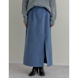 ブルー(511) | 起毛フロントスリットタイトスカート | Re:EDIT