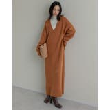 キャメル(704) | Vネックブークレニットワンピース | Re:EDIT