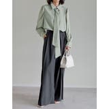 [オケージョン セレモニー][2WAY]無地or花柄ボウタイ付きブラウス | Re:EDIT | 詳細画像13 