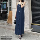 [低身長/高身長サイズ有]コットンデニムフロントボタンキャミソールワンピース | Re:EDIT | 詳細画像1 