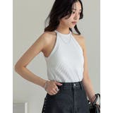 テレコリブホルターネックカップ付きタンクトップ | Re:EDIT | 詳細画像14