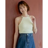 テレコリブホルターネックカップ付きタンクトップ | Re:EDIT | 詳細画像6