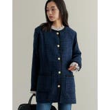 ネイビー(711) | オーバーサイズ金ボタンツイードジャケット | Re:EDIT