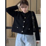 ブラック(501) | メタリックボタンカーディガン | Re:EDIT