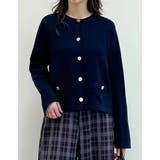 ネイビー(711) | メタリックボタンカーディガン | Re:EDIT