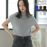 [涼感]レーヨンブレンドボトルネックフレンチスリーブニットトップス | Re:EDIT | 詳細画像1 
