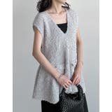 [2025SS COLLECTION]リボンヤーンVネックサマーニットペプラムベ… | Re:EDIT | 詳細画像12 