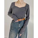 グレー(503) | スムースリブハートネックロングTシャツ | Re:EDIT