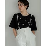 スムースコットンビジューデザインTシャツ | Re:EDIT | 詳細画像3