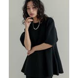ブラック(501) | スポンジニットペプラム半袖トップス | Re:EDIT