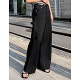 ブラック(501) | [低身長/高身長サイズ有]花柄or無地カツラギワークデザインペインターパンツ | Re:EDIT