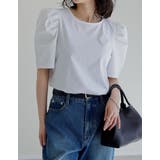 [接触冷感]異素材切り替えタックパフスリーブTシャツ | Re:EDIT | 詳細画像3 
