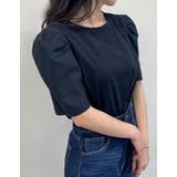 異素材切り替えタックパフ袖Tシャツ | Re:EDIT | 詳細画像4