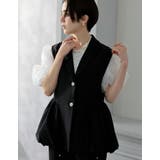 ブラック(501) | ツイルウエスト切り替えバルーンテーラードベスト | Re:EDIT