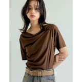 ブラウン(505) | 2WAYリブカットソードレープTシャツ | Re:EDIT