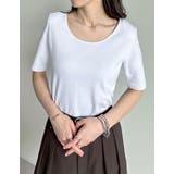 前後2WAYマシュマロカットソーショルダーパッド半袖トップス | Re:EDIT | 詳細画像7