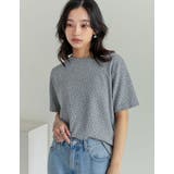 花柄グレー(903) | コットンブレンドボーダーor花柄Tシャツ | Re:EDIT