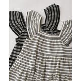 スクエアネックワッフルボーダーフリルフレンチスリーブトップス | Re:EDIT | 詳細画像2