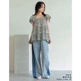 スクエアネックワッフルボーダーフリルフレンチスリーブトップス | Re:EDIT | 詳細画像10