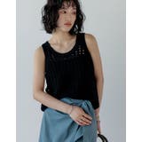 ブラック(501) | 透かし編みノースリーブニットトップス | Re:EDIT