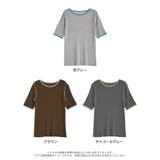 リネンタッチ配色デザインクルーネックシアーニットトップス | Re:EDIT | 詳細画像18