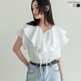 フロントリボンラッフルカラーフリルブラウス | Re:EDIT | 詳細画像1