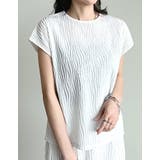[セットアップ対応]フレンチスリーブウェーブカットジャガードトップス | Re:EDIT | 詳細画像16 