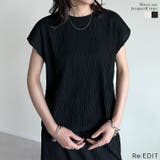 [セットアップ対応]フレンチスリーブウェーブカットジャガードトップス | Re:EDIT | 詳細画像1 