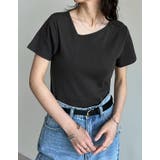 チャコールグレー(703) | スムースカットソーアシンメトリーネックトップス | Re:EDIT