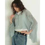 サックス(611) | 前後2WAYシアー楊柳袖スリットブラウスカーデ | Re:EDIT