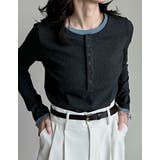 配色ヘンリーネックレイヤード風長袖トップス | Re:EDIT | 詳細画像14 