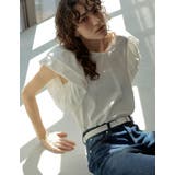 Vネックコットンブレンド天竺バルーンスリーブTシャツ | Re:EDIT | 詳細画像2