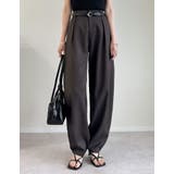 ブラウン(505) | リネンライクタックバレルレッグパンツ | Re:EDIT