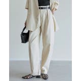 アイボリーベージュ(604) | リネンライクタックバレルレッグパンツ | Re:EDIT