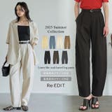リネンライクタックバレルレッグパンツ | Re:EDIT | 詳細画像1