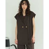 ブラウン(505) | リネンライク金ボタンテーラードジレベスト | Re:EDIT