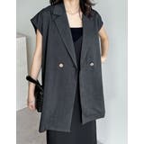 チャコールグレー(703) | リネンライク金ボタンテーラードジレベスト | Re:EDIT