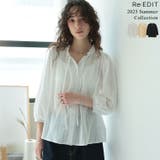 [2025 SUMMER COLLECTION]コットンシアーストライプブラウス | Re:EDIT | 詳細画像1 