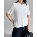 リブニット配色レイヤード風半袖カーディガン | Re:EDIT | 詳細画像4